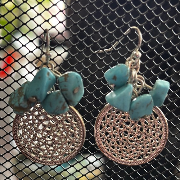 Jewelry - Turquoise and Silver Dangle Earrings